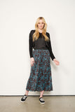 Pleated Print Skirt - Teal